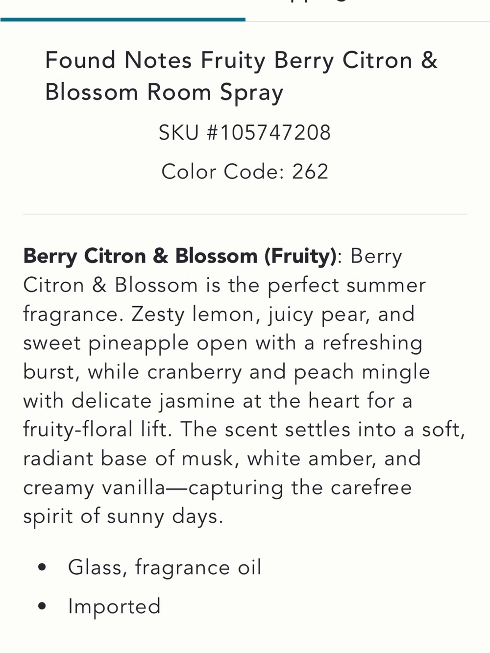 Anthropologie FOUND NOTES Berry Citron & Blossom Room Spray - Picture 3 of 4